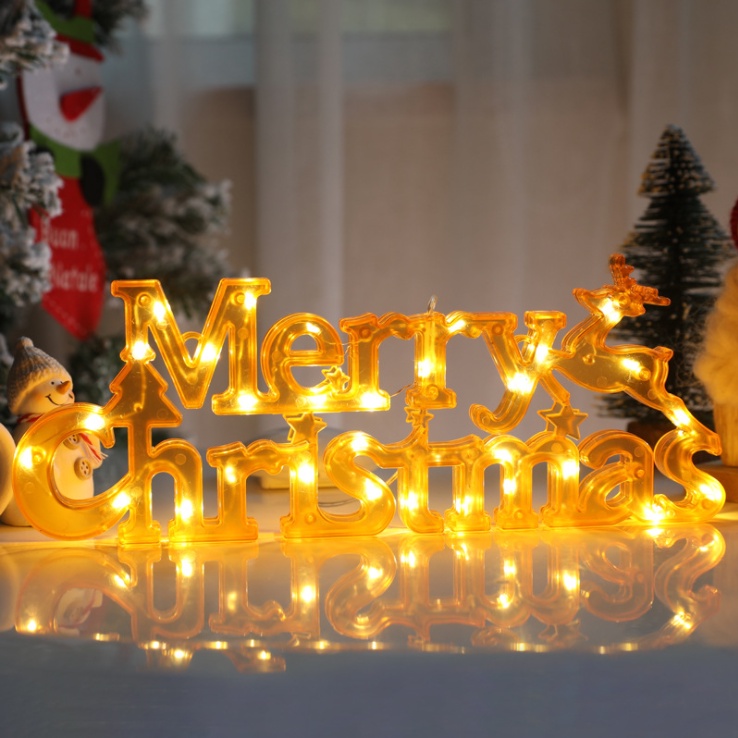 Đèn LED chữ MERRY CHRISTMAS trang trí NOEL, GIÁNG SINH dùng PIN tiện lợi