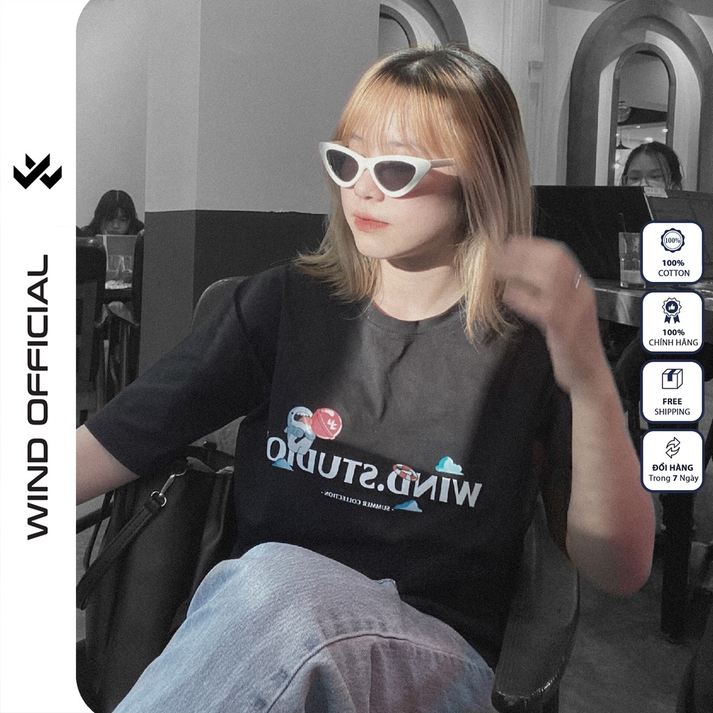 Áo thun tay lỡ form rộng WIND phông unisex 65% Shark nam nữ oversize ulzzang
