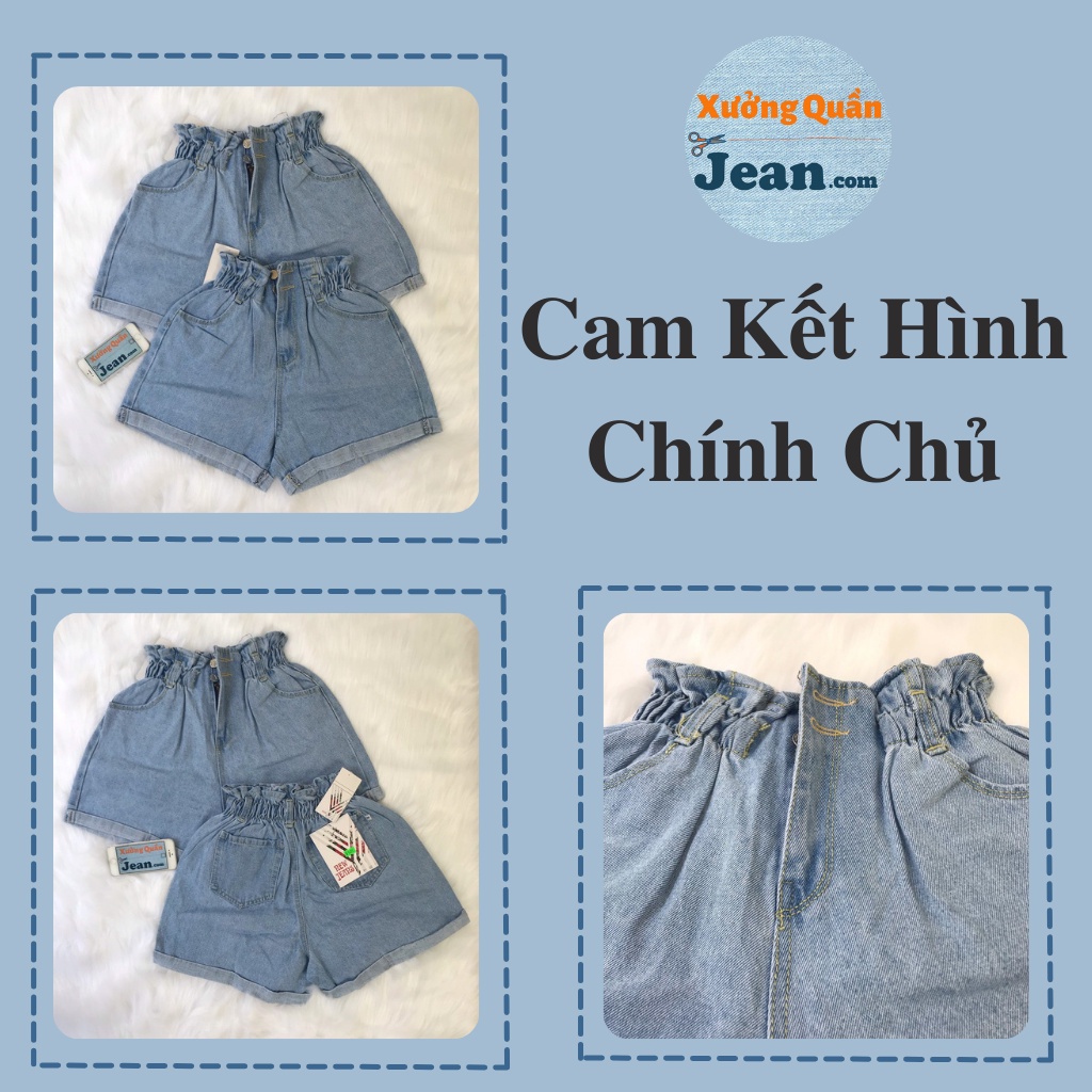 Quần Short Jean Nữ Ống Rộng LƯNG THUN Chất Bò Phối 2 Nút Phong Cách Ulzzang Hàn Quốc 430