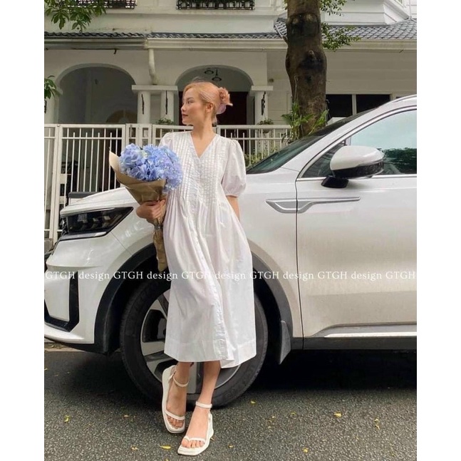 Váy babydoll xếp ly dọc dáng dài hàng hot girl