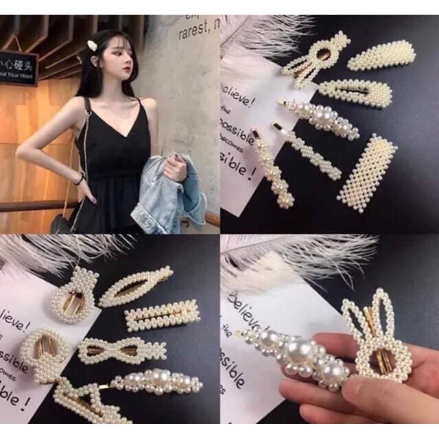 Set 20 kẹp tóc đính hạt cho bạn gái , 20 vỉ kẹp tóc hạt châu nhân tạo