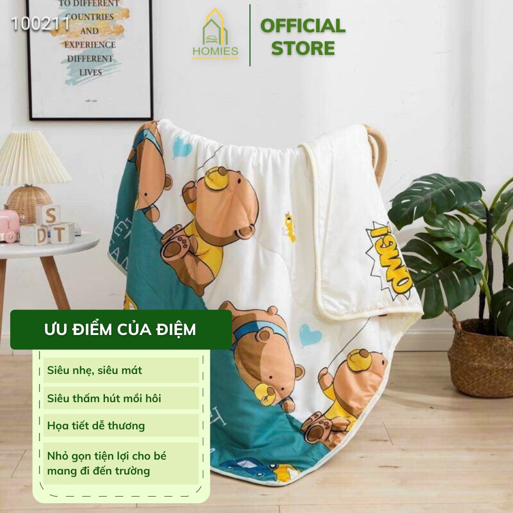 Chăn trẻ em HOMIES  20 Mẫu chất cotton đũi cho bé đắp mùa hè thu, đắp văn phòng - 1m x 1m5 Mềm Mát 4.7