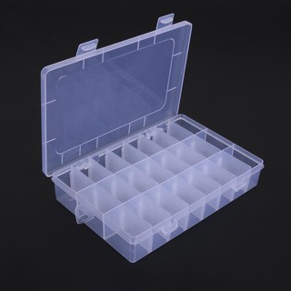 24 Compartments Plastic Jewelry Pills Box Organizer Storage Container White
