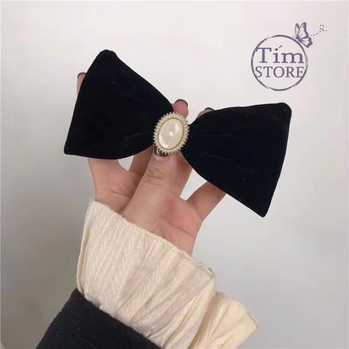 Kẹp tóc nữ nơ đen sang trọng TIMSTORE phụ kiện thời trang phong cách hàn quốc