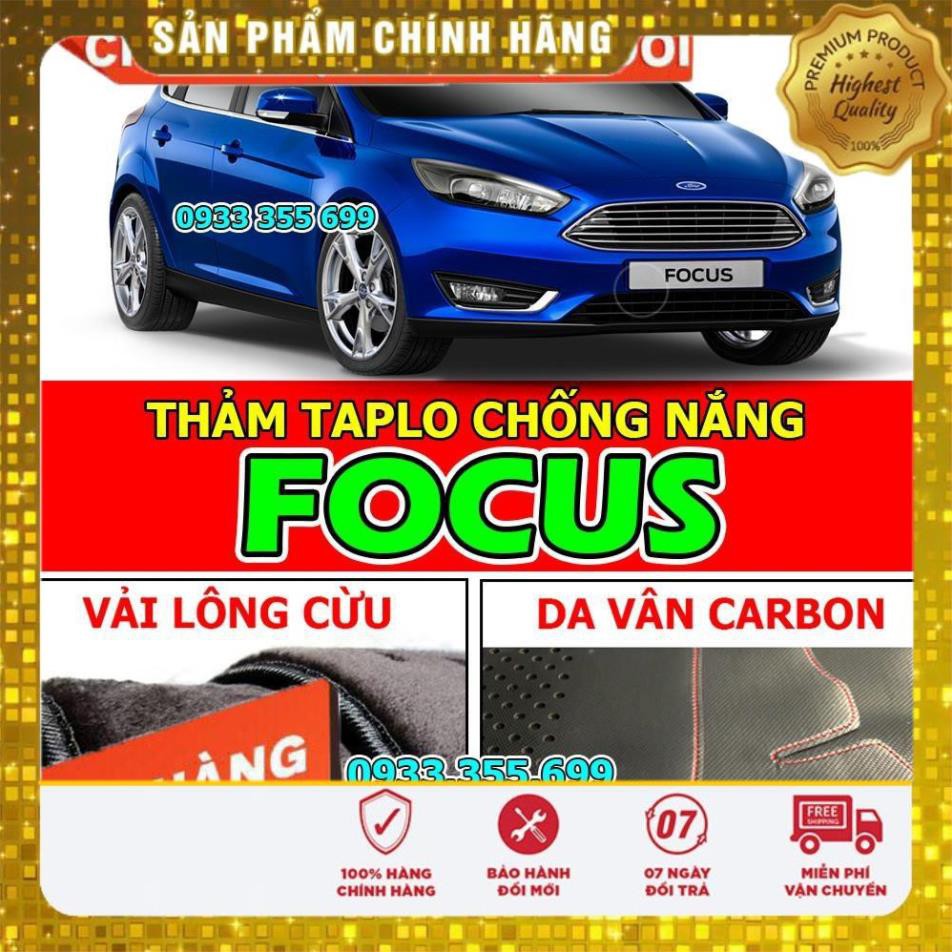 FREE SHIP- Thảm Taplo FORD FOCUS bằng Nhung lông Cừu hoặc Da vân Carbon