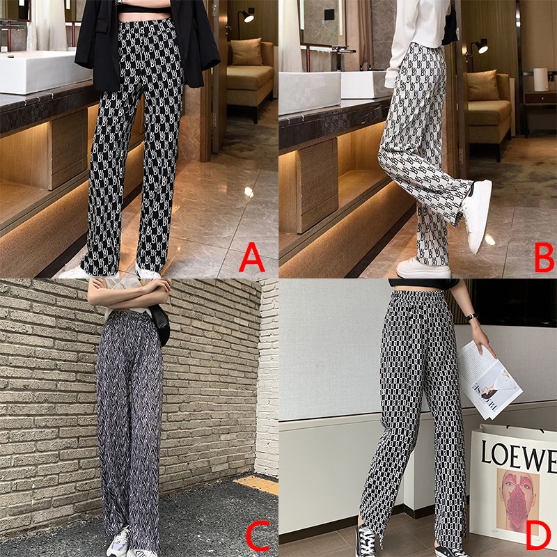 Korean High Waisted Straight Pants Elastic Waist Fashion Wild Wide-leg Pants