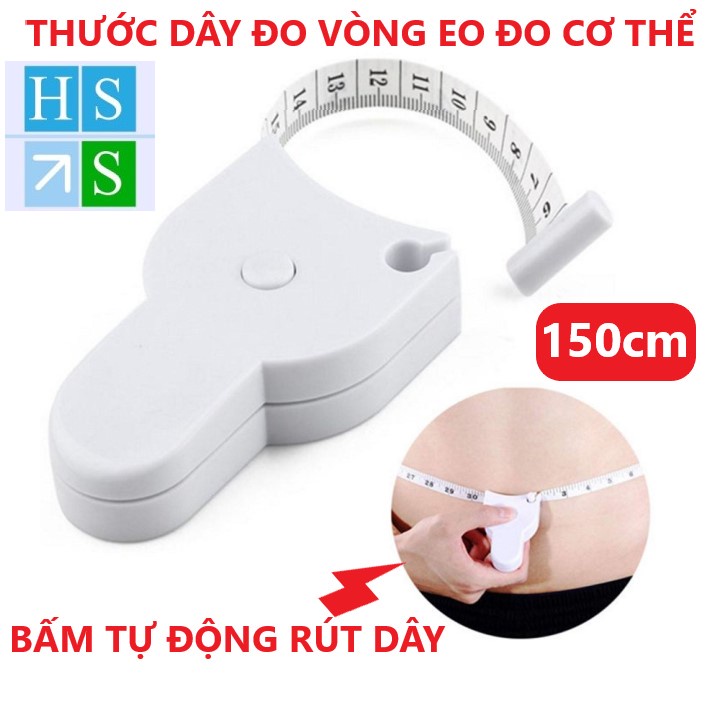 Thước dây đo cơ thể vòng eo 150cm bấm nút tự thu dây tiện dụng mang theo tập gym thể thao - HS Shop Thủ Đức