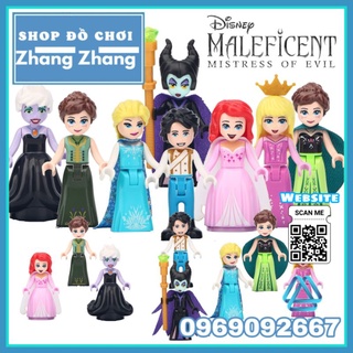 Đồ chơi Xếp hình Tiên hắc ám Elsa gồm Anna - Ariel - Aurora - Maleficent - Ursula Prince Eric Minifigures Lele F018 025