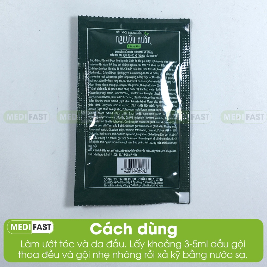 Dầu gội dược liệu Nguyên Xuân dạng gói - Dây 10 gói từ thảo dược dưỡng tóc mềm mượt, hết gàu bết dính giảm ngứa