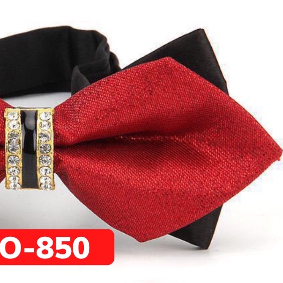 Nơ cài cổ áo Nam màu đỏ đính đá thời trang dành cho chú rể, dự tiệc, chụp ảnh NO-850