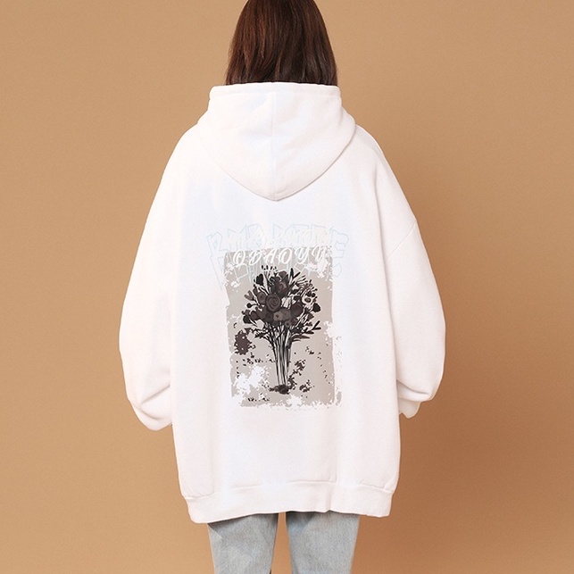 Áo Hoodie Tay Dài Dáng Rộng In Họa Tiết Phong Cách Retro