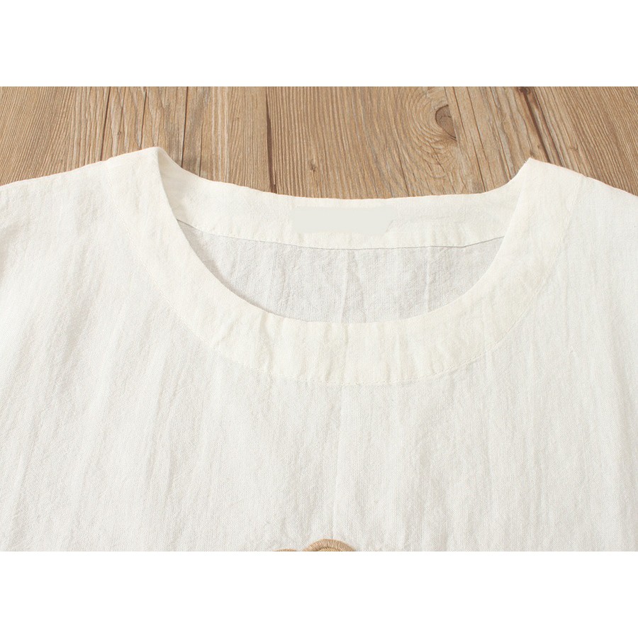 Áo kiểu nữ đẹp cao cấp vải Linen thêu - Áo kiểu nữ thêu - Áo nữ trung niên thêu