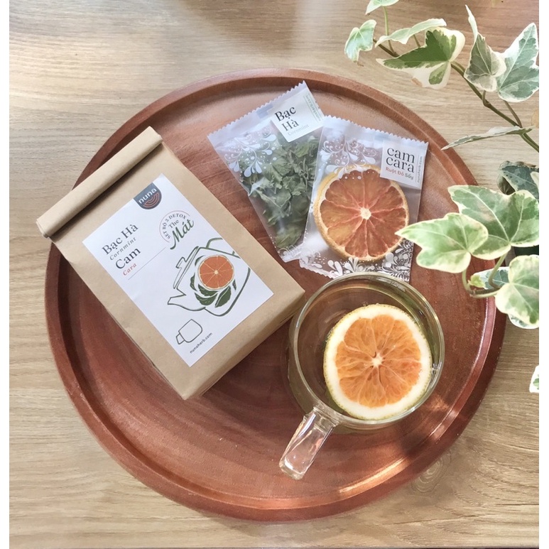 Bộ đôi Trà detox the mát tỉnh táo Bạc hà và Cam Cara Mộc Thanh Trà - Nuna (3set), thức trà uống thơm mát, ngon và lành