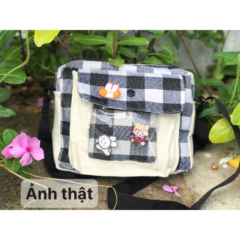 TÚI ĐEO CHÉO CARO PHỐI TÚI TRONG