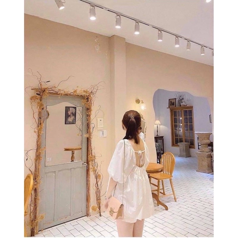 Sét Đồ Bera Baby Doll Thắt Dây Lưng Sau 2 Màu Đen Trắng, Sét Bera Màu Trắng Tiểu Thư Siêu Mát Chan House.