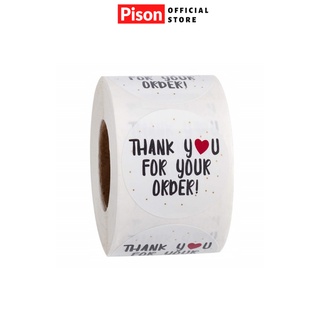 Cuộn 500 tem tròn Thank you sticker Pison dễ thương, hình dán cute trang trí đáng yêu giá rẻ - 500T-M5 – 1 cuộn