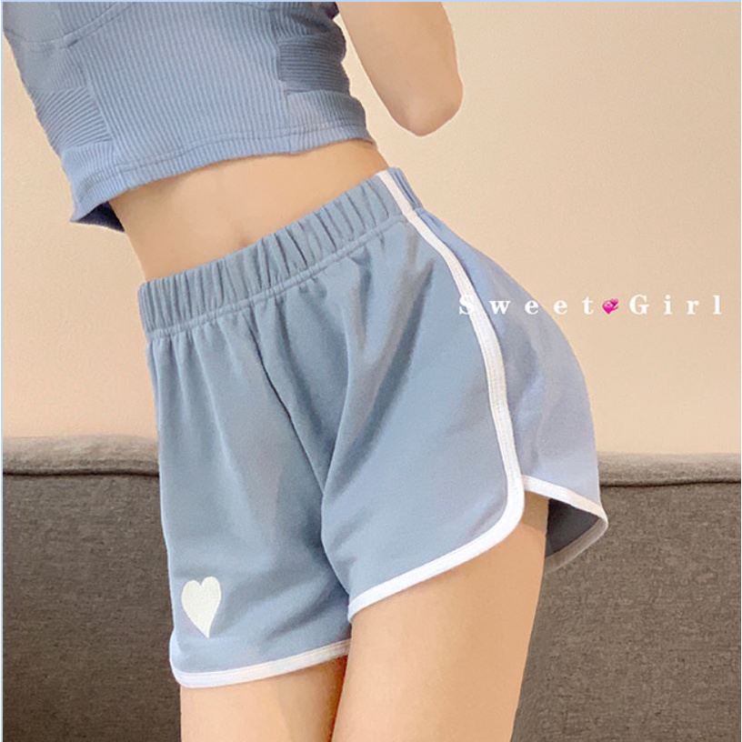 Quần đùi mặc nhà nữ trơn 💖YC Fashion💖 Quần short thun dáng rộng freesize cạp chun thêu trái tim trước siêu mềm mát SP4