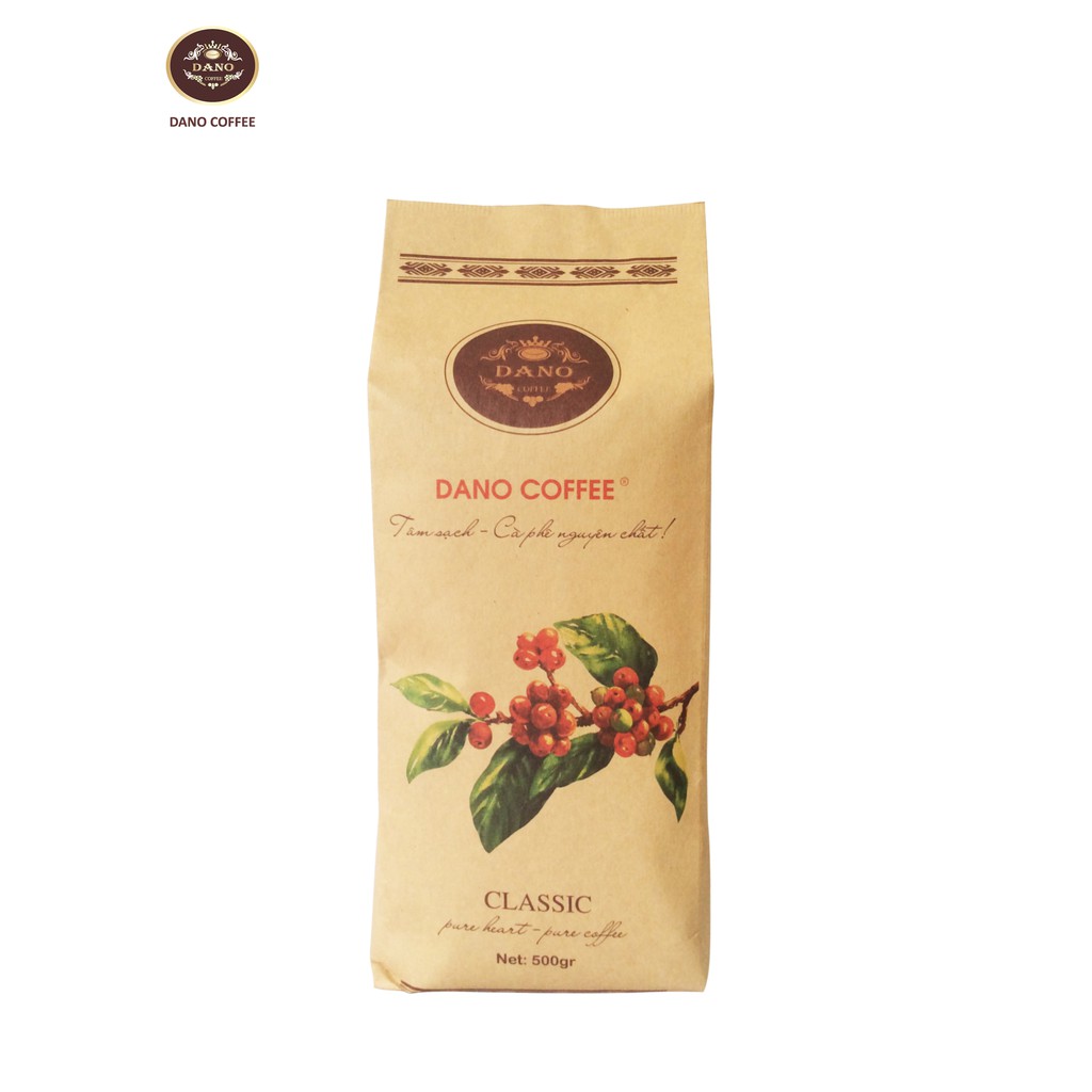 Cà phê nguyên chất Dano Coffee Cà phê Trung cấp Mix Arabica Robusta Culy tỉ lệ 10/45/45 Rang mộc 500gr tại Đắk Nông CC18