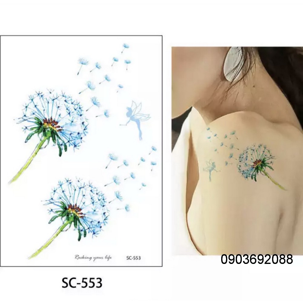 [HCM] HÌnh xăm dán - tattoo sticker bồ công anh 10.5 x 15 cm