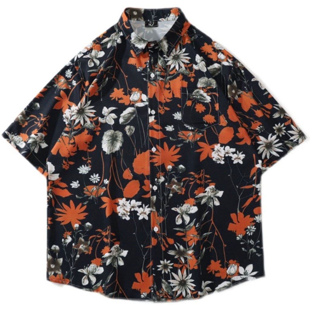 Áo sơ mi hoa unisex from rộng nam nữ , sơ mi nam nữ vải voan lụa mịn mát free size 40kg - 70kg