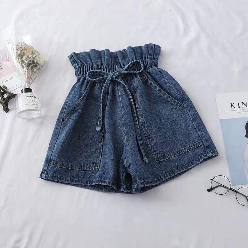 [HÀNG ORDER]_ Quần đùi jeans cạp chun thắt nơ cách điệu đáng yêu sang chảnh xinh đẹp (CÓ ẢNH THẬT CHÈN LOGO SHOP)