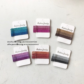Rosy - set kẹp tóc nhũ 3 tone màu
