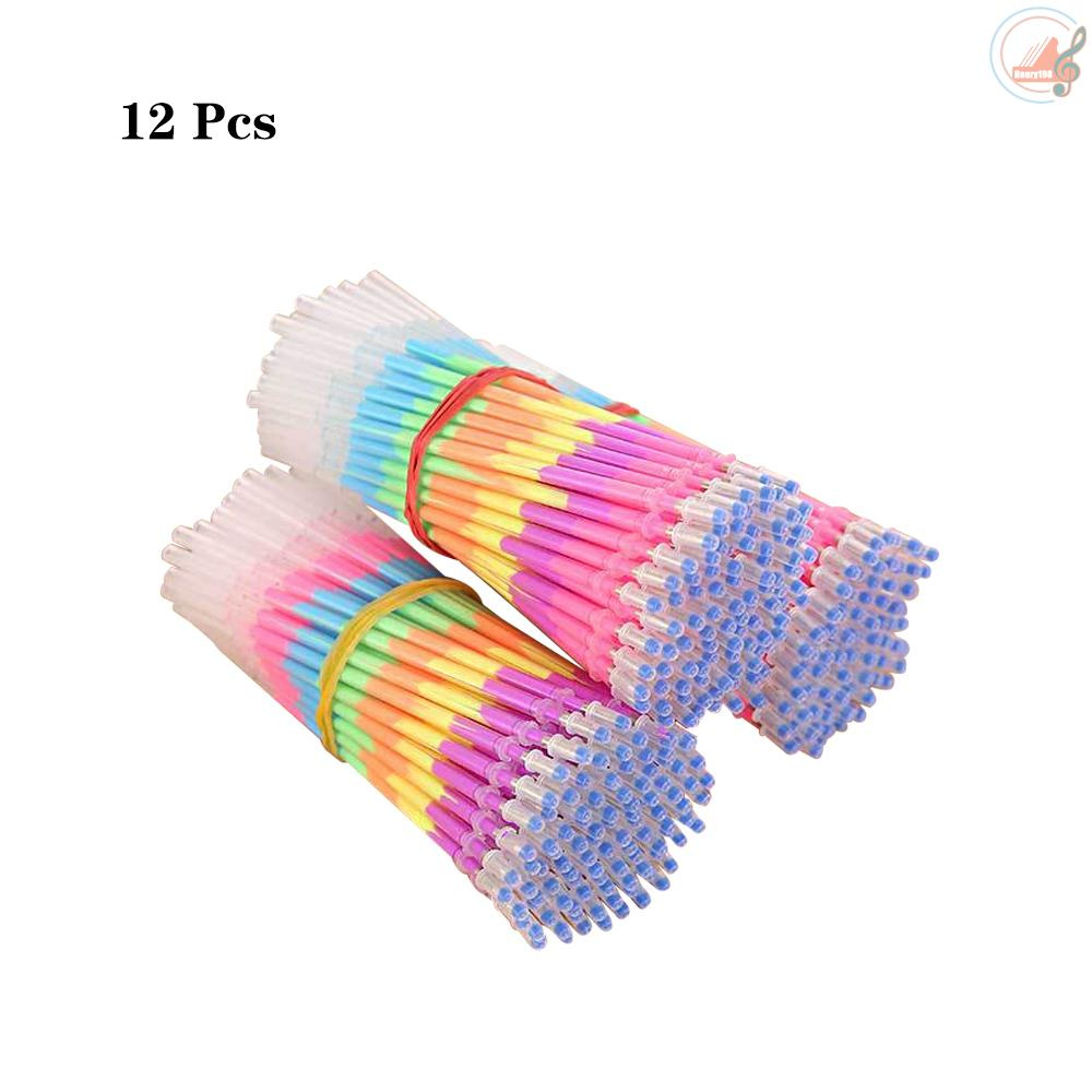 12Pcs Pen Refills Multi-color Rainbow 0.5mm School Office Supplies Highlighter Pen Core