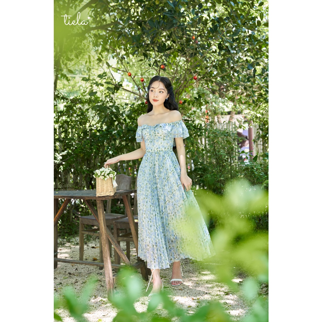 TIELA Đầm váy trễ vai dập ly - Nadia Dress