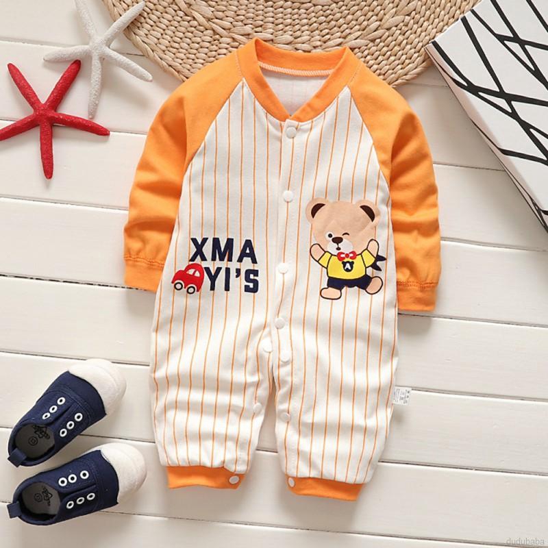 Áo liền quần dài tay sọc ngang đáng yêu cho bé trai gái