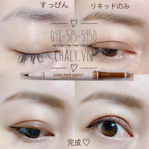 Bút chì kẻ lông mày đa năng 2in1 Sana New Born Lasting W Brow EX N Nhật