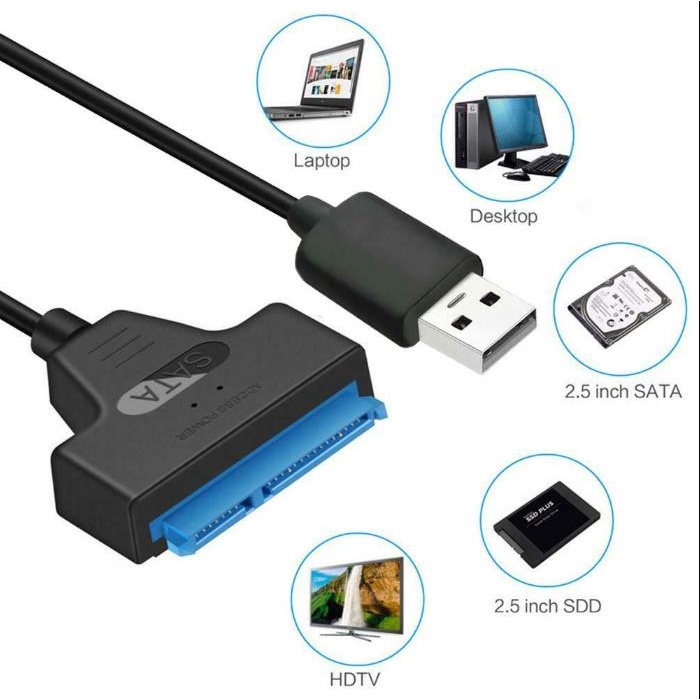 Dây Cáp Chuyển Đổi Usb 2.0 Sang Sata 22 Pin Cho Ổ Cứng Laptop