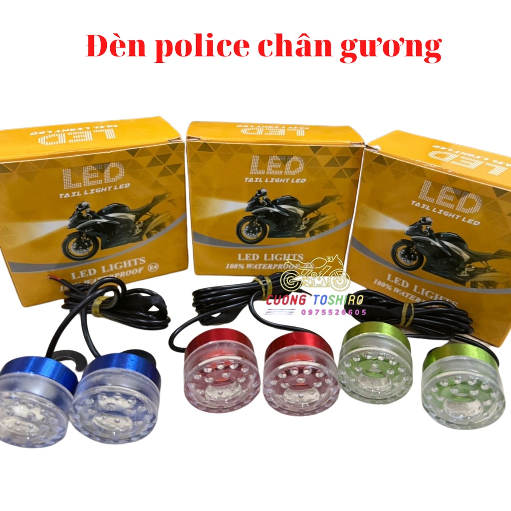 Đèn led nháy nhiều chế độ lắp chân gương cho mọi dòng xe xanh lá, dương, đỏ loại xịn chống nước tuyệt đối