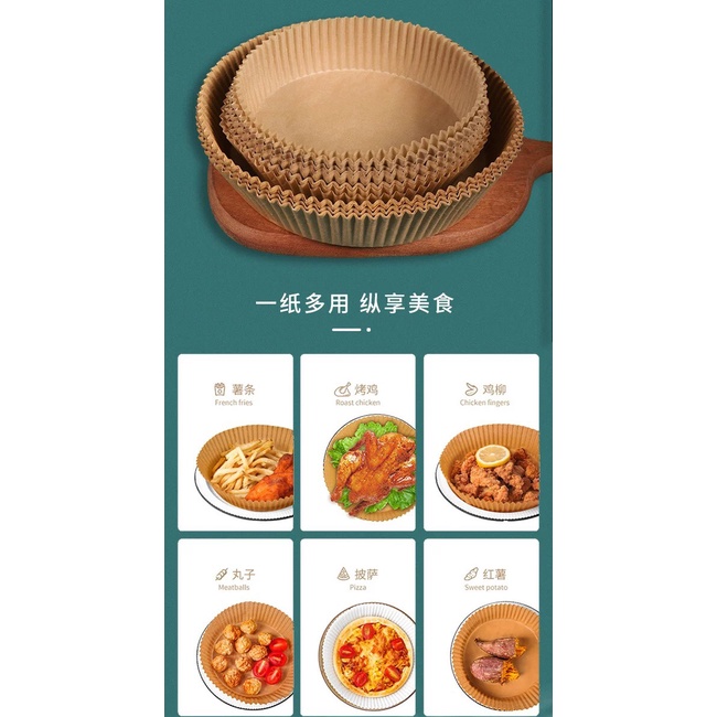 Giấy nến dạng khay lót nồi chiên không dầu tệp 25 chiếc