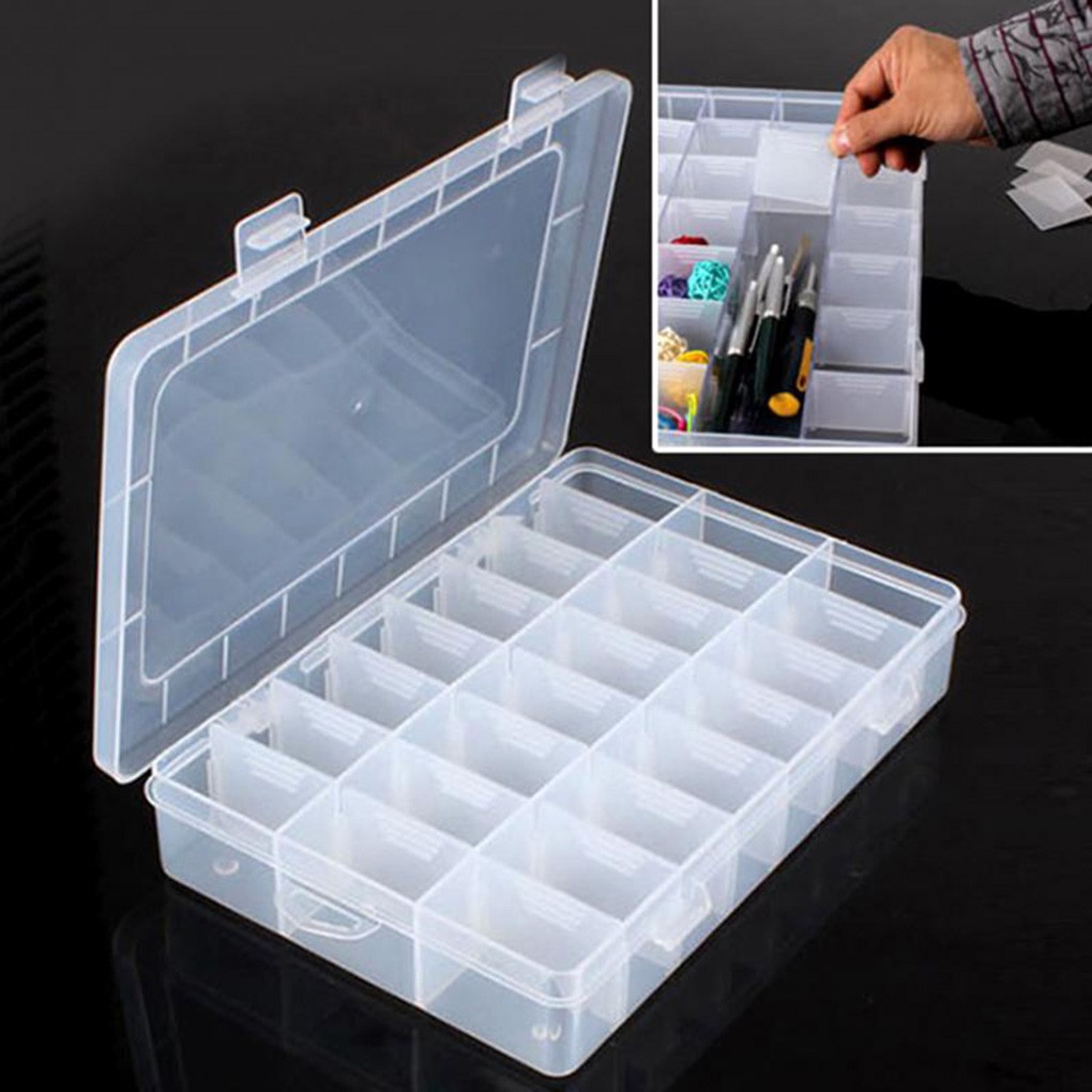 Hộp Đựng Trang Sức 24 Ngăn Bằng Nhựa Trong Suốt Tiện Dụng