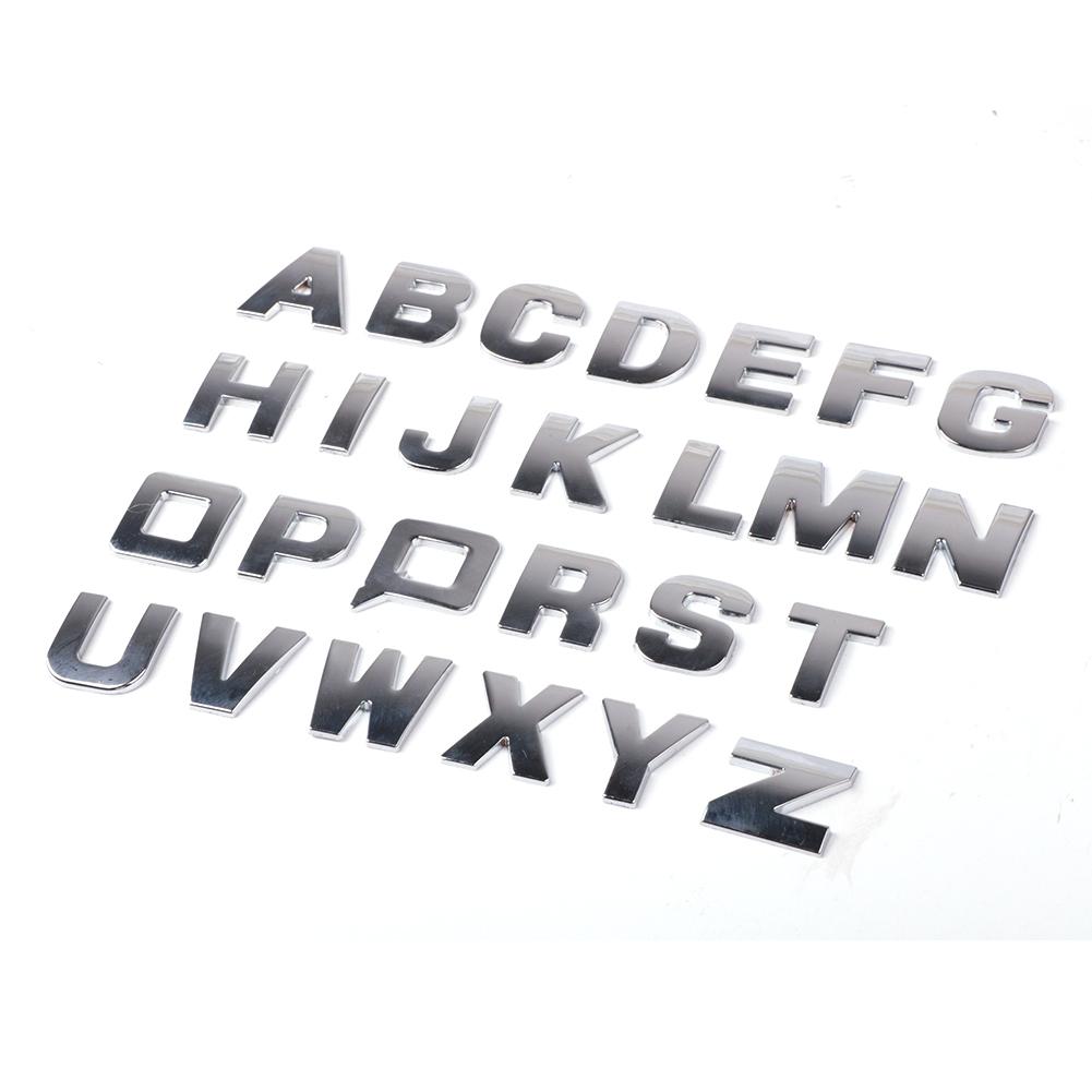 Tự làm 3D kim loại Bảng chữ cái Nhãn dán Ô tô Biểu tượng Chữ Bạc Huy hiệu Decal (A-Z & 0-9)