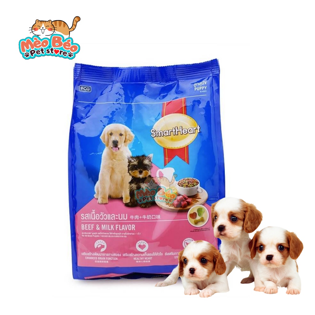 Thức ăn chó con SMART HEART PUPPY vị bò và sữa - gói 400gr