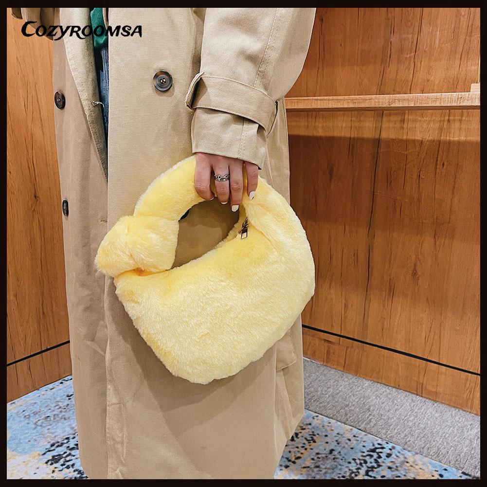 Túi xách lông nhung màu trơn thời trang thu đông cho nữ