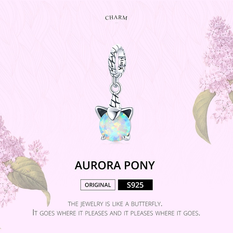 Mặt trang sức Bamoer 100% bạc 925 mặt kỳ lân đính đá Opal thời trang dùng làm vòng tay BSC474