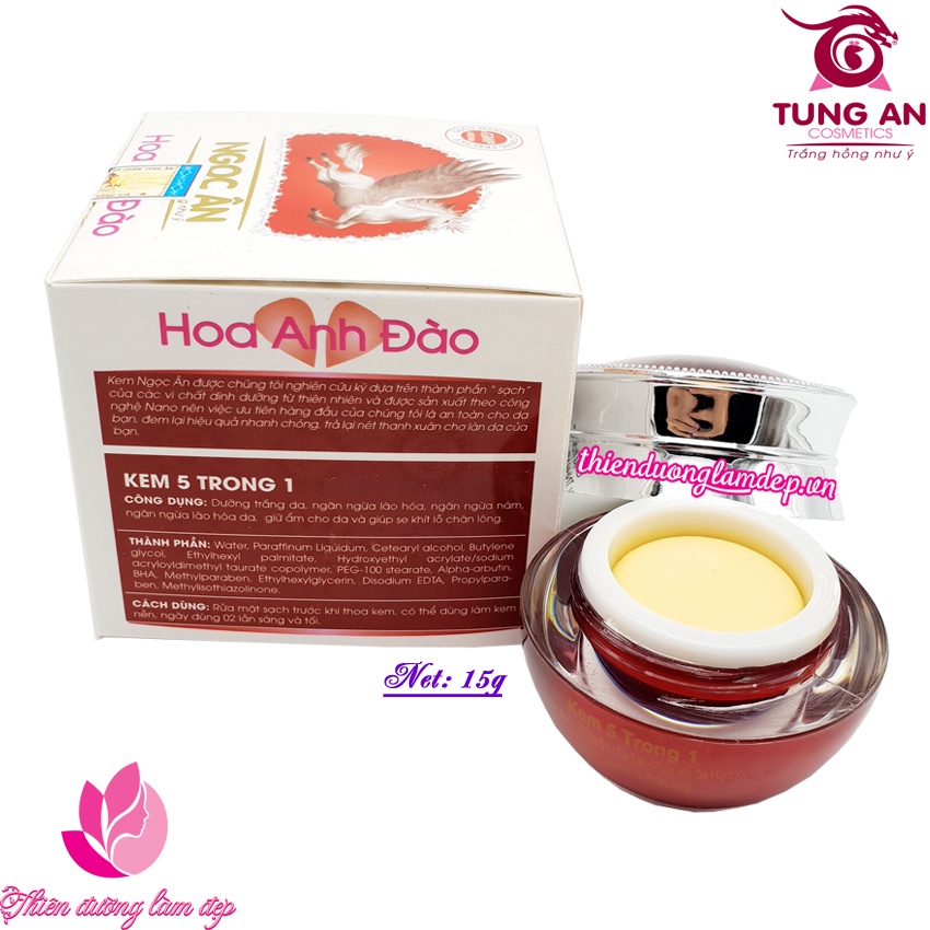 Kem trắng da, Lão hóa, Nám, Giữ ẩm, Se khít lỗ chân lông 5 trong 1 NGỌC ÂN - 15g