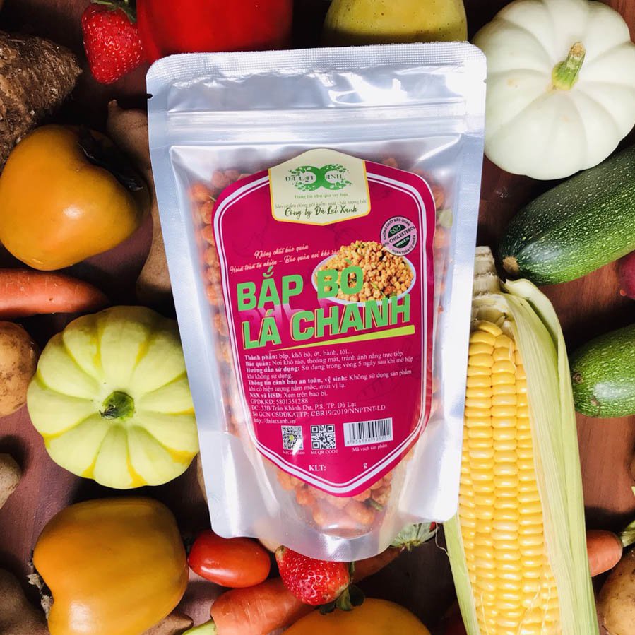 Bắp sấy bò lá chanh, hoàn toàn tự nhiên, không chất bảo quản 250g - Đà Lạt Xanh | BigBuy360 - bigbuy360.vn