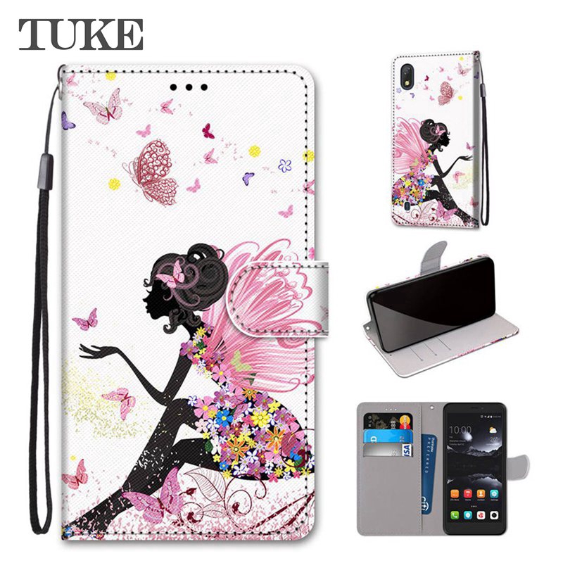 TUKE PU Flip Leather With Card Holder Wallet Cover For ZTE Blade V9  Lovely Cool Painted Phone Cases