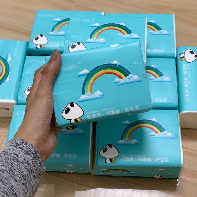 Khăn giấy, giấy ăn cầu vồng thùng 30 gói siêu dai mền mịn