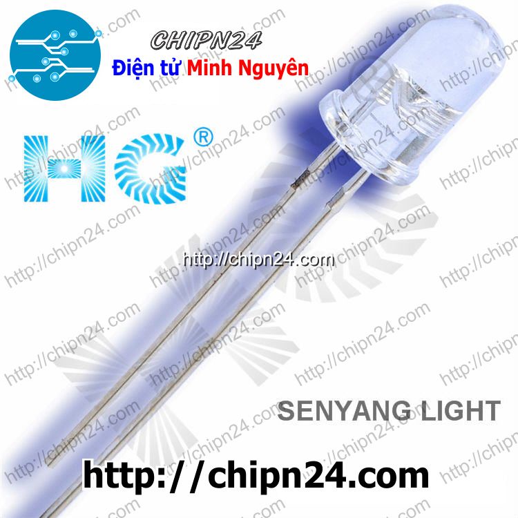 [100 CON] (TK1) Led Đục 5mm Senyang màu XANH DƯƠNG (Led chất lượng cao, chuyên dùng làm Đèn quảng cáo Bảng hiệu)