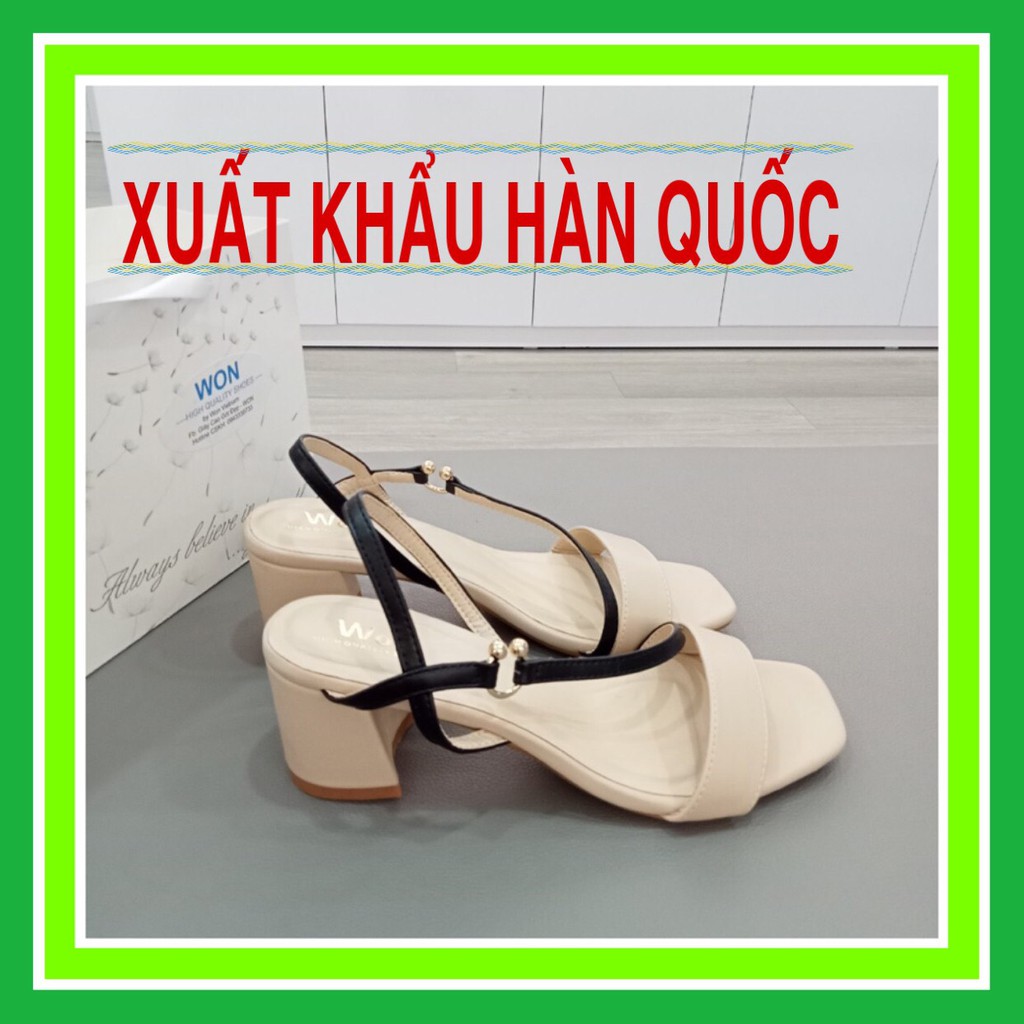 GIÀY SANDAL NỮ 5P XUẤT KHẨU HÀN QUỐC CAO CẤP - MÀU KEM DÂY ĐEN - THƯƠNG HIỆU WON - ĐI CỰC ÊM MỀM THÔNG TIN SẢN PHẨM ◦ D