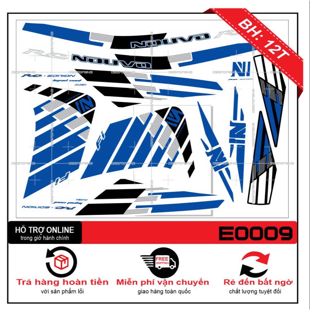 TEM XE NOUVO 4 LX TRẮNG XANH -- SHIN DECAL 2