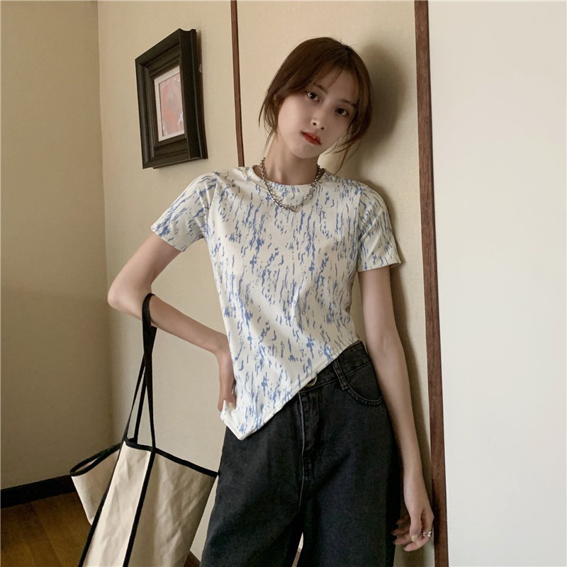 Áo Thun Cộc Tay Dáng Ôm Nhuộm Màu Độc Đáo Cho Nữ JL-TX-473