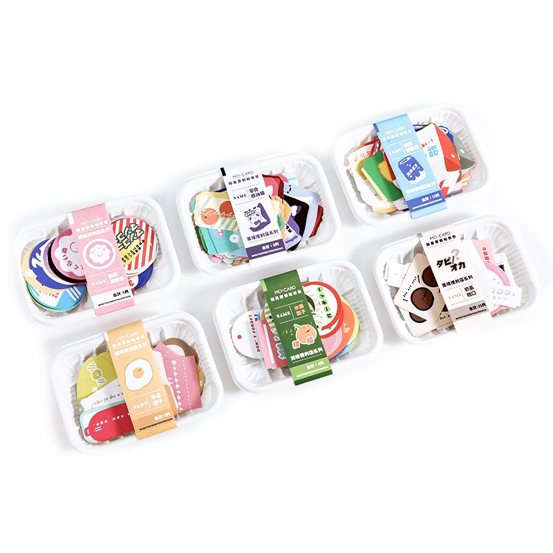 Hộp 30 tấm hình dán to sticker bánh mì trà sữa đồ uống