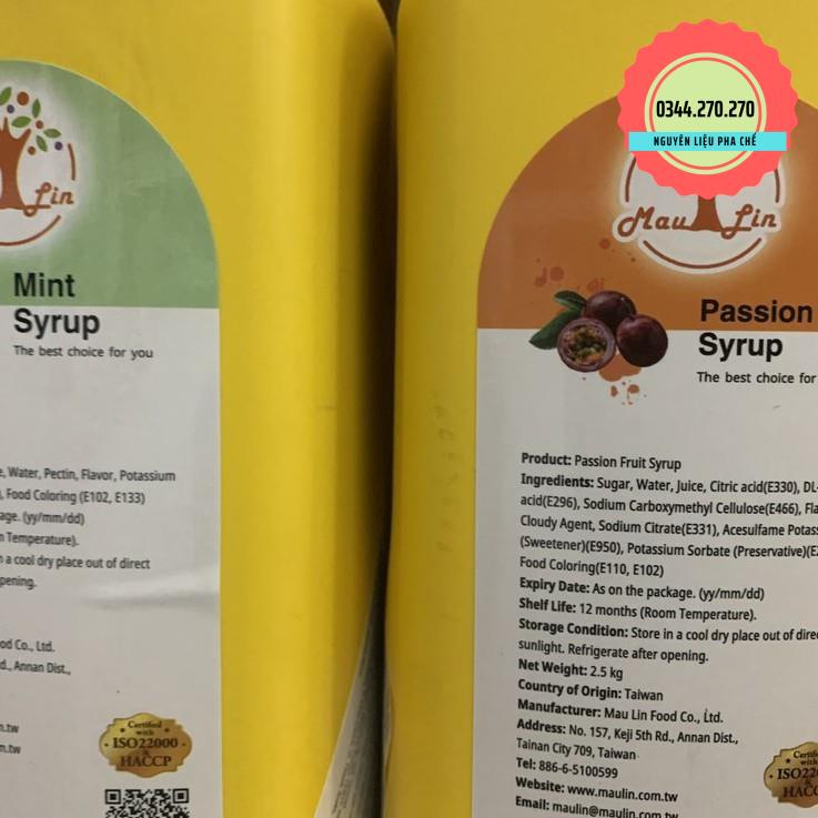 Siro/Syrup Maulin Đào, vải, dâu, chanh dây, kiwi, bạc hà 2,5kg