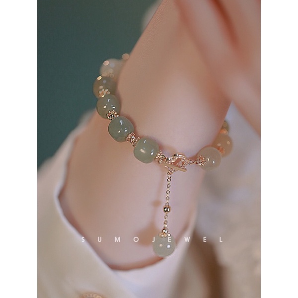 Vòng tay đá xanh khóa OT đá