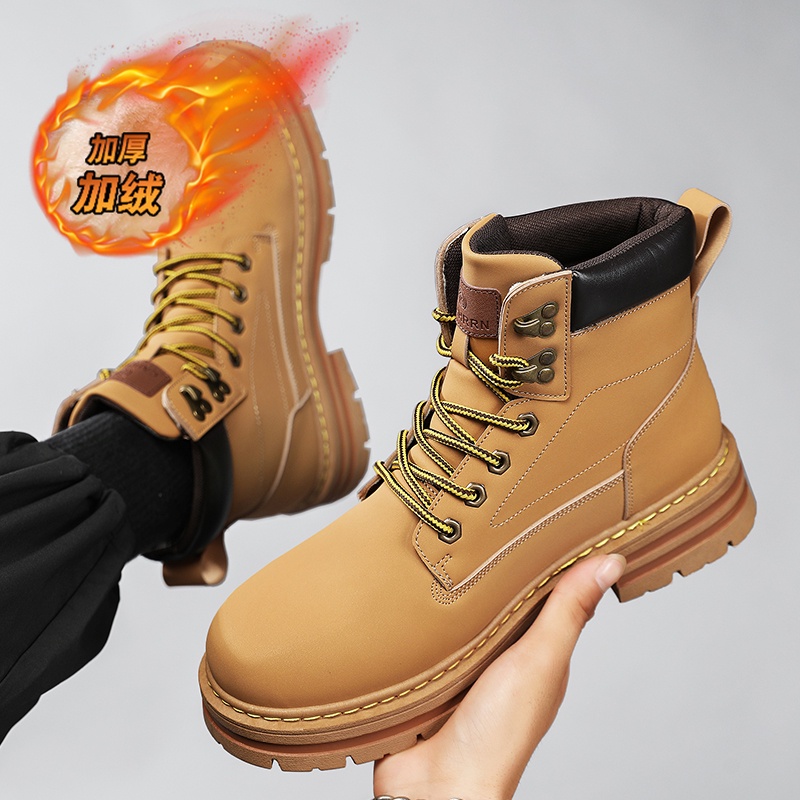 [ZY Martin boots Martin] Giày Bốt Nam. Giày Bốt Lót Len Cashmere Chống Thấm Nước Thời Trang Giày Boot Phong Cách Trẻ Trung Cá Tính Dành Cho Nam Giày Bốt Cổ Cao Thời Trang Dành Cho Nữ Áo Mưa Chống Thấm Nước Tiện Dụng Dép Quai Ngang Chống Trượt Thời Trang G